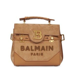 NWT! Balmain BBuzz 23 Suede Logo Top Handle Bag